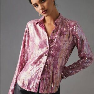 Pilcro Shrunken Sequin Blouse